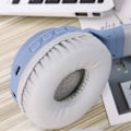 Pikkukuva 5 / 5: Langattomat Bluetooth lasten kuulokkeet, Cat Ear Bluetooth langattomat/langalliset kuulokkeet, led Light Up lasten langattomat kuulokkeet korvalla mikrofonilla Light Blue