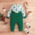 Miniatyrbild 3 av 5: Baby flicka Barn 1:a jul God jul Hooded Långärmad Jumpsuit Bodysuit One Piece Romper Outfit Green 6-9M