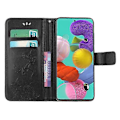 Miniatyrbillede 5 af 5: Præget Sommerfugl Blomst Skin PU Læder Flip Mobilcover Kompatibelt til Samsung Galaxy A51 Black