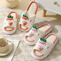 Miniatyrbild 5 av 5: Söt tecknad kanin Kanin Bomull Linne Tofflor Dam Sommar Andas Tjock Plattform Slides Tofflor Kawaii Flip Flops Sandaler Style C 36-37(23-23.5cm)