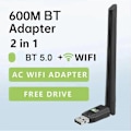 Miniatyrbillede 3 af 5: Netværkskort USB Driver Free 600M Trådløst Netværkskort BT5.0 Bluetooth Adapter