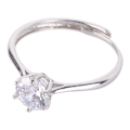 Miniatyrbild 4 av 4: S925 Sterling Silver Ring 6-klo Infattning Rhinestone Stil Förlovningsringar Bröllopsringar Bling Smycken