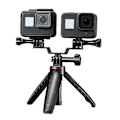Pikkukuva 4 / 5: Kamerankiinniketeline Kaksoisjalusta Tripod-sovitin Laajennus GoPro Hero 10 9 8 7 6 Urheilulle