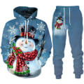Miniatyrbild 3 av 5: Jultomten 3D- print Man Kvinna Luvtröja + Byxor 2st set Nyårsfest Julfest Casual Oversized Pullover Träningsoverall Set style 1 M