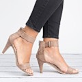 Pikkukuva 1 / 3: Naisten One Strap Party Sandaalit Kesä Mid Low Kitten Heel Nilkkahihnakengät Khaki EU 41