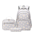 Pikkukuva 1 / 5: Daisy Prints set lounassarjoilla kirjakassi teini-ikäisille tytöille 3 kpl koululaukku ala-asteen oppilaan kirjakassiin Gray