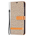 Miniatyrbillede 2 af 5: Splejsning Jeans Stof Overflade Læder Telefon Cover Wallet Stand Case Kompatibel Med Samsung Galaxy S21 FE/S21 Lite Brown