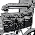 Miniatyrbillede 1 af 5: Side taske til kørestol, vandtæt armlænstaske med sort lysende linje, sideopbevaring til kørestole, rollatorer og scootere