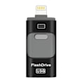 Miniatyrbillede 1 af 3: Tre-i-en (Apple + Android + USB) Metal U Disk - Sort 128gb
