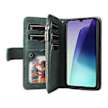 Miniatyrbillede 3 af 5: KT Multi-Function Series-5 Kompatibel Med Xiaomi Poco C75 4G / Redmi 14R 5G / 14C 4G Etui Lynlås Pung Læder Telefon Cover Stativ Green