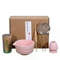 Keramisk Matcha Set, Inklusive Skål, Visphållare & Visp, 5-Delars Rosa Set
