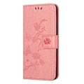 Miniatyrbild 4 av 5: Kompatibelt för Samsung Galaxy A24 Präglat Fjärilsblomma Mobilskal PU Läder Plånboksställ Telefonskydd med Rem Pink