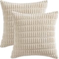 Miniatyrbilde 1 av 5: Pakke med 2 Corduroy Dekorative Putetrekk 50x50 cm Myke Boho Stripete Putetrekk Moderne Gårdshus Hjemmeinnredning for Vår Sofa Stue C