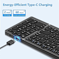 Miniatyrbillede 2 af 5: Foldbar, USB-opladelig trådløst tastatur til IOS, Android, Windows PC Laptop Smartphone - Sort