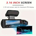 Miniatyrbilde 3 av 5: 1080P dualt kamera, Dash Cam for biler, foran og innvendig, bilkamera med IR nattsyn, loop-opptak