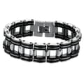 Herrearmbånd Rustfrit Stål Simpelt Design Armbånd til Mænd Sort Farve Hul Link Kæde Foldelukning 1 Sæt