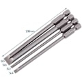 Miniatyrbilde 2 av 5: 4 stk. Magnetiske S2 Stål Legering Flat Head Skrutrekker Bits 1/4\" 100mm