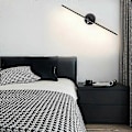 Miniatyrbillede 5 af 5: Badeværelsesvæglampe med kontakt, 2 pærer, 12w, LED til badeværelsesspejl 73cm, dobbelt LED-lys, justerbar arm 300 (sort 3000k)
