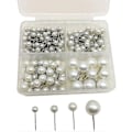Miniatyrbillede 1 af 4: 400 stk Små Perlehoved Push Pins Kort Tommelfinger Tacks Opslagstavle Push Pins Hvide Metal Push Pins Dekorative Håndværk Tommelfinger Tacks Plastik Pushpins