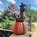 Miniatyrbilde 2 av 5: Kalkun med Gresskar Resin Statue Skrivebordsornamenter Innovativ (oransje1stk)