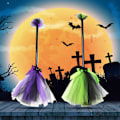 Miniatyrbild 2 av 5: Halloween Häxkvast Portabel Mycket Detaljerad Plast Tema Fester Kvast Rekvisita för Hemmet