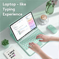 Pikkukuva 2 / 5: TP-1099 Yhteensopiva iPad 10.9 (2022) Langaton Näppäimistö Kotelo Hiirellä, PU Nahka Folio Käännettävä Bluetooth Näppäimistö Kotelo Green