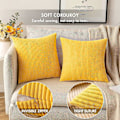 Miniatyrbilde 2 av 5: Pakke med 2 Corduroy Myke Solide Dekorative Firkantede Pynteputetrekk Sett Putetrekk Putetrekk for Sofa Soverom Sofa 22 x 22 Tommer Gylden Gul