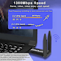 Miniatyrbilde 2 av 4: 1300 Mbps USB 3.0 WiFi-adapter, driverfri, 2,4 GHz/5 GHz dual-band Wi-Fi-dongle, mottaker 80211ax/ac/a/b/g/n WIFi 5 trådløst nettverk C SZRH