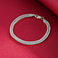 Miniatyrbilde 3 av 5: Sølvfarget Kubansk Lenke Armbånd i Rustfritt Stål Unisex Dame Herre