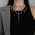 Miniatyrbillede 2 af 5: Udklædningshalskæde Kunstnerisk Legering Halvmåne Stjerner Gotisk Choker Halskæde til Stævnemøder