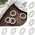 Miniatyrbillede 1 af 5: Hvide Perle & Rhinestone Servietringe Sæt Med 12, Bling Perle Servietring Holder Til Middag/Bryllup/Tha A yu