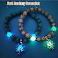 Miniatyrbilde 3 av 5: 2 stk Angst & Stress-Reduserende Armbånd, Gløder I Mørket Lotus Yoga Healing Stone Armbånd, Lysende Glødende I Mørket Måne Lotusblomst Formet Charm Armbånd