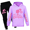 Miniatyrbild 1 av 2: Barn Tonåring Pojkar Flickor Barbie Movie Hoodie Sportkläder Huvtopp + Byxor Set Purple 7-8Years
