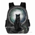 Pikkukuva 5 / 5: Uusi Musta Kissa Reppu Eläin Gothic Moon Phase Casual koululaukut Taaperot Pojat Tytöt Teini Army Green 13 inch