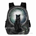 Pikkukuva 5 / 5: Uusi Musta Kissa Reppu Eläin Gothic Moon Phase Casual koululaukut Taaperot Pojat Tytöt Teini multi 11 inch