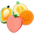 Miniatyrbillede 1 af 5: 4 stk. Søde frugtformede badesvampe Badebørster Svampe Skrubber Badeudstyr til børn (Mango + Honningmelon + Appelsin + Jordbær)