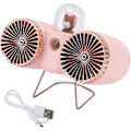Miniatyrbillede 1 af 5: USB Bordventilator Stærk Vind Bordventilator Natlampe 3 Hastigheder Dobbelt Blad Design Til Soveværelser (pink)