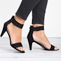 Pikkukuva 1 / 4: Naisten One Strap Party Sandaalit Kesä Mid Low Kitten Heel Nilkkahihnakengät Black EU 41