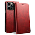 Miniatyrbillede 1 af 5: SUTENI Kompatibel til iPhone 15 Pro Max Simpel Læder Etui Wallet Telefon Cover Red