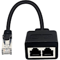 Pikkukuva 2 / 5: (1 pari) Rj45 1 uros - 2 naaras -adapteri Ethernet Lan -kaapelin jatkamiseen Cat. 5/6. Surffaa verkossa samaan aikaan