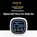 Miniatyrbild 3 av 5: Kökstimer för matlagning Touchscreen LCD Klassrumstimer Digital Timer för Spel Möte Fitness