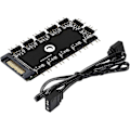 Miniatyrbillede 1 af 5: 3-Pin 5V ARGB Controller, 1 til 11 Porte ARGB-HUB 12 Vejs 5V 3-Pin RGB LED Splitter Hub med SATA Port Support. Magisk Tape og Skruemontering