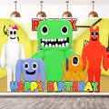 Pikkukuva 3 / 5: Garten Of Banban Syntymäpäiväjuhlien koristelu Lapset Suihku Pojat Tytöt Pöytätarvikkeet Muki Pöytäliina Numerot Ilmapallokakku Tausta Birthday banner 1pc