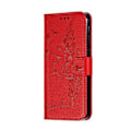 Miniatyrbillede 3 af 5: Litchi Tekstur Præget Fjer Læder Telefon Cover med Wallet Stand Kompatibel til Samsung Galaxy A20e Red