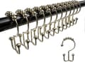 Duschdraperikrokar, Rostfria Metall Dubbel Glide Duschdraperiringar 12-pack