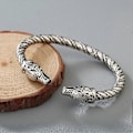 Miniatyrbillede 3 af 5: Heyone Antik Nordisk Viking Dobbelt Dragehoved Snoet Armbånd Armringe Justerbare Herresmykker
