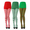 3 par julestripete strømper, over-kneet strømper, perfekt for jule- og Halloween-kostymer og tilbehør.