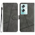 Miniatyrbillede 1 af 5: Kompatibel til Oppo A79 5G Linjer Præget Mobiltelefon Etui Foldbart Stativ PU Læder Cover Grey