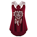 Pikkukuva 1 / 2: Naisten Plus-kokoinen hihaton printed casual , laskostetut topit Winr Red 4XL