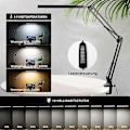 Miniatyrbillede 2 af 5: LED Skrivebordslampe, 14W Foldbar Arkitektbordlampe med Klemme, 10 Lysstyrkeniveauer X 3 Farvetilstande, Justerbar Bordlampe